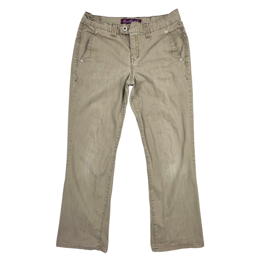Gloria Vanderbilt Amanda Khaki Tan Textured Straight Leg Pants Womens Size 6